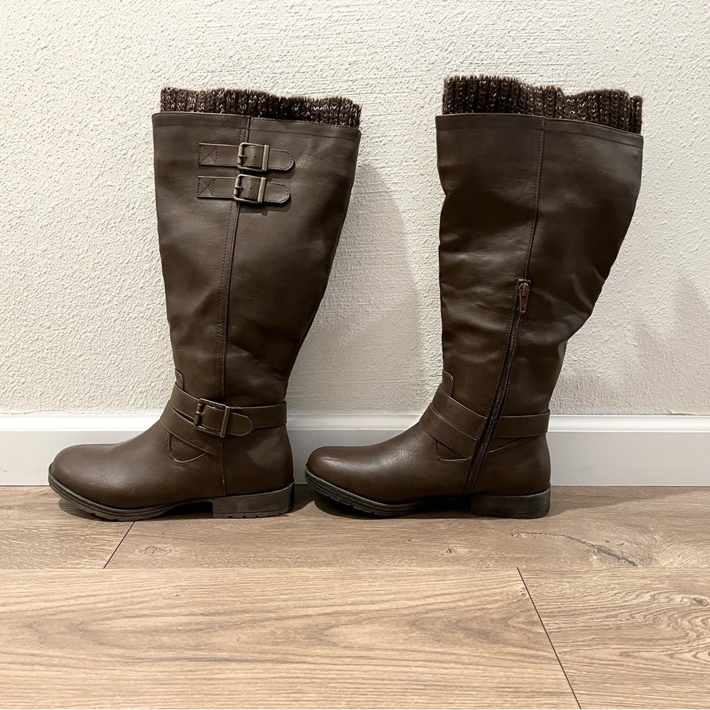 JustFab tall brown boots wide calf size 8 NWOT